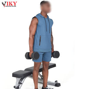 Ensemble de survêtement sans manches pour homme avec logo personnalisé, sweat-shirts de bonne qualité, vente chaude, sweat-shirts en coton pour homme avec shorts - Product Image 4