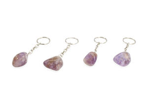 พวงกุญแจควอตซ์อเมทิสต์หินธรรมชาติแบบห่อ,พวกกุญแจคริสตัลอัญมณีสีทองสำหรับผู้ค้าส่ง - Product Image 4