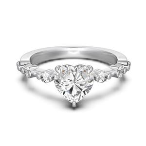 Anillo de Halo Oculto de Corte Ovalado en Plata de Ley 925 con Oro Blanco para Mujer, Anillo de Diamantes para Boda, Compromiso, Aniversario - Product Image 5