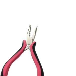 Pince à bec droit en acier au carbone avec poignée rose, 3 trous, pince à cheveux pour extensions de cheveux, outils pour extensions de cheveux - Product Image 3