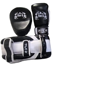 ชุดอุปกรณ์ชกมวย5ชิ้นมีแบรนด์ที่สมบูรณ์น้ำหนักเบา, ถุงมือชกมวยป้องกันแบบมีหัวเข็มขัดปิดสแนปหนังแท้แผ่นโฟกัส - Product Image 6