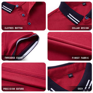 เสื้อโปโลผู้ชายพรีเมียม ผ้าถักเนื้อแน่น แห้งเร็ว แขนสั้น ผสมโพลีเอสเตอร์/คอตตอน สำหรับเล่นกอล์ฟ - Product Image 2