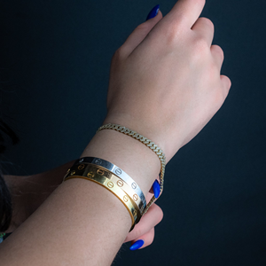 สร้อยข้อมือโซ่เชื่อมโยงสไตล์คิวบาแบบสองแถว VVS แบบใหม่ประดับเพชร14K ของขวัญปาร์ตี้ฮิปฮอปจากอินเดีย - Product Image 6