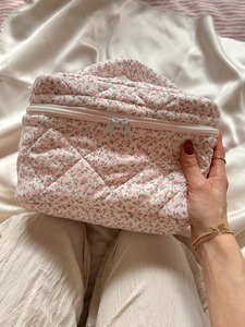 Vintage Floral Pattern Water Resistant Cotton Handmade Eco-Friendly Durable Zipper Vanity <b>Makeup</b> Bag Travel Cosmetic Case - Product Image 2