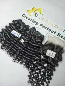 Hot Deep Curly Transparente 4x4 Cierre de encaje + para extensiones de cabello 100% Virgen Vietnamita Cabello humano Longitud 6-40 pulgadas - Product Image 2