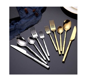 Elegant Design Gold Plated Stainless Steel <b>Flatware</b> Set with Unique Laser Cut Pattern for Modern Dining - Product Image 1