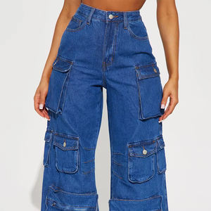 2025 New Design 100% Cotton Denim Trousers <b>Women</b> Acid Washed Oversized <b>Jeans</b> High Custom Logo Fashionable Flared Casual Sport - Product Image 2