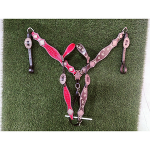 Meilleure vente de haute qualité Vintage en cuir véritable têtière et collier de poitrine en cuir de vachette têtière équipement de cheval prêt à expédier - Product Image 1