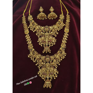 Juego de Joyas de Novia Tradicionales del Sur de la India de Súper Calidad, Chapado en Oro con Circonita, Diseño Floral Étnico para Compromiso, Boda y Fiesta - Product Image 1