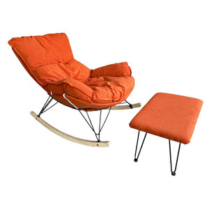 GTG68036 Midcentury Modern Design Rocking Chair Footrest Extendable Tufted Manual <b>Recliner</b> Metal Legs Foam Living Room Chair - Product Image 1