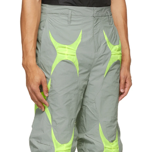 กางเกงไนล่อนสีเขียวเทาทรงสลิมฟิตสำหรับผู้ชายกางเกงบุนวมสไตล์โมโต - Product Image 5