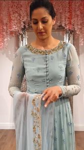 Hermoso diseñador bordado indio Palazzo Sharara Salwar trajes pesados Faux Georgette Net estilo paquistaní ropa de fiesta de boda - Product Image 4