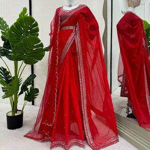 Diseñador de Bollywood, Sari de diseñador indio con bordado, trabajo de perlas, trabajo de secuencia, Sari de boda paquistaní y ropa de fiesta - Product Image 1