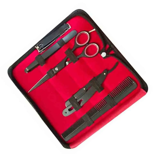 Kit de ciseaux de barbier de couleur noire, rasoir de barbier personnalisé et ciseaux à effiler, ciseaux en acier inoxydable de 5,5 pouces - Product Image 6