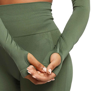 Nuevas camisetas cortas de manga larga con cuello redondo sin costuras para mujer de verano, camisetas de entrenamiento para gimnasio, camisetas ajustadas de secado rápido para mujer - Product Image 6