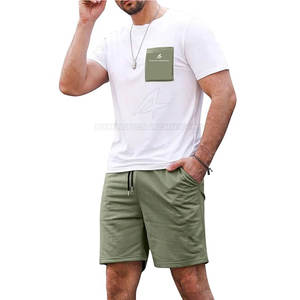 Logotipo personalizado 2025 verano Casual algodón Jogger conjuntos Premium hombres pantalones cortos y camisa con etiqueta privada para la venta - Product Image 1