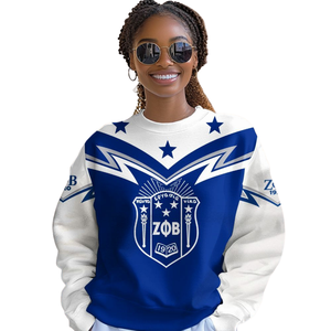 Sudadera con cuello redondo bordada en azul de la hermandad griega Zeta Phi Beta para mujer, ropa de 1920 - Product Image 4