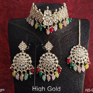 นักออกแบบชุบทองสูงที่สวยงามเต็มรูปแบบหินโบราณปาร์ตี้สวมชุดสร้อยคอเค้นคอ - Product Image 1