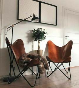 Wholesale Factory Price <b>Tan</b> <b>Leather</b> Butterfly <b>Chair</b> for Living Room Easy Assembly Home Decor Furniture Elegant <b>Leather</b> <b>Chair</b> - Product Image 5