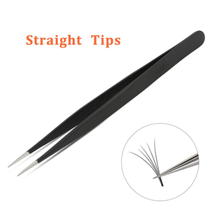 Juego de tres pinzas para pestañas de color negro, pinzas para pestañas con punta de fibra en forma de L de 90 grados y forma de C para extensiones de pestañas - Product Image 4