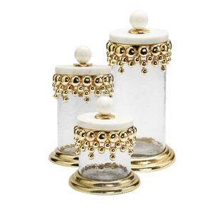 Gold and Glass Metal <b>Canister</b> <b>Sets</b> of 3 Top Selling and High Quality - Product Image 2