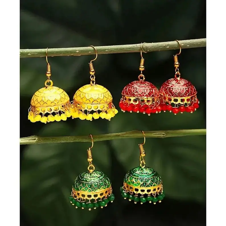 Indian Meenakari Oorbellen Jhumki Bruiloft Gunst Bruidsmeisje Cadeau, Cadeau Voor Gast, Mehndi Sangeet Geschenken Groothandel Huwelijksgeschenken