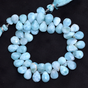 Pierre précieuse Larimar AAA 7x10mm perle briolette poire à facettes Larimar naturel Briolette de pierres précieuses semi-précieuses en vrac pour la fabrication de bijoux - Product Image 3