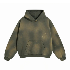 Venta al por mayor de sudaderas con capucha con gráfico personalizado peso pesado polar de algodón de gran tamaño sudaderas con capucha para hombres sudaderas con capucha preencogidas - Product Image 2