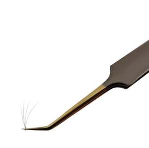 Pinces à épiler pour extensions de cils en acier inoxydable avec revêtement coloré, pointe semi-courbée pour une prise facile des cils et une utilisation facile du maquillage - Product Image 2