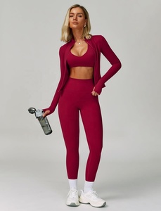 Conjunto Deportivo de 3 Piezas para Mujer, Leggings Moldeadores, Sujetador Deportivo y Top de Manga Larga para Gimnasio - Product Image 5