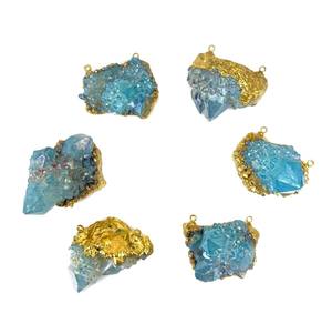 Impressionnant arrivée 15x20mm environ Quartz solaire forme fantaisie ensemble électrolytique Double connecteur Bali connecteur plaqué or argent 925 - Product Image 2