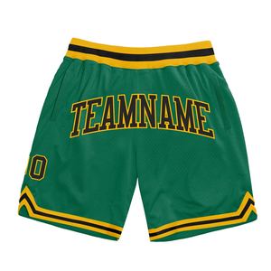 Industrie Direct Engro Sportswear Basketball <b>Shorts</b> Custom Kelly <b>Green</b> Black-Gold Authentic Throwback Basketball <b>Shorts</b> - Product Image 1