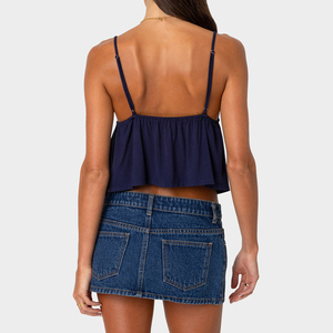 Offre Spéciale été saison Style hawaïen spaghetti sangle femmes hauts personnalisé couleur unie vêtements de plage rayonne tissu femmes tube hauts - Product Image 5