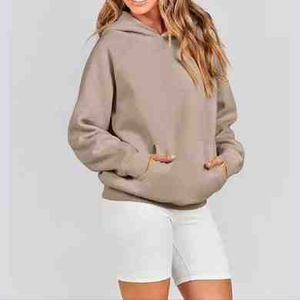 Conjunto informal de dos piezas para mujer por encima de la rodilla corto logotipo personalizado manga larga hombro caído alta calidad - Product Image 5