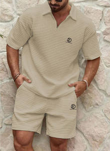 Wholesale Casual Breathable Men's Summer Outfits Zip up Two 2 Piece <b>Shorts</b> Set for Men - Product Image 3