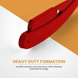 Professional 100 Percent Stainless Steel Red <b>Straight</b> Edge <b>Razor</b> with 100 Pack <b>Blades</b> Barber Safety Tool - Product Image 4