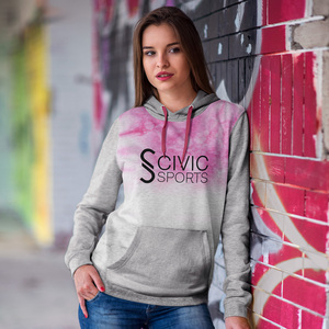 Sweat à capuche tie-dye de haute qualité pour femmes Sweat-shirt de fitness peint à la main Haut en polyester/coton avec motif imprimé teint uni - Product Image 3
