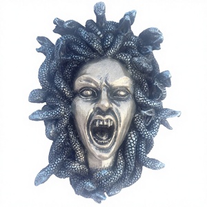 Nuovo Design Scultura Testa di Medusa Statua Medusa Blu Navy Decorazione per Arredamento Statua da Parete Grecia - Product Image 1