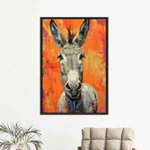 Vibrant Rustic Donkey Canvas Print for Whimsical Home Decor,<b>BLACK</b> <b>FRAMED</b> CANVAS - Product Image 1