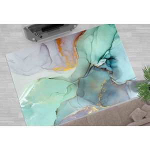 พรมลายหินอ่อนสีเขียว: ประดับด้วยสีทองระยิบระยับ, พรมทางเข้าบ้านสไตล์โมเดิร์น, พรมพิมพ์ลาย, พรมเชนิลล์ - Product Image 1