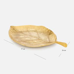 Plateau en aluminium élégant en forme de feuille avec finition dorée, parfait pour la décoration de table de fête, le service de fruits secs ou la présentation de cadeaux - Product Image 6