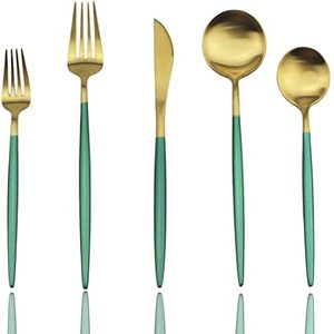 New Design Stainless Steel Customized Size <b>Cutlery</b> <b>Set</b> with Green Enameled Finished Handle Unique Stylish Handled <b>Cutlery</b> <b>Set</b> - Product Image 1