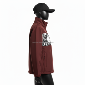 Veste Softshell pour femmes GSM Triple couche en marron avec panneau de poitrine noir et logo personnalisé par transfert thermique Veste Softshell pour femmes - Product Image 3