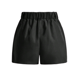 Black High Waist Pleated Women <b>Skorts</b> Solid Casual Breathable Woven Zipper Fly Regular Fit OEM Custom Logo - Product Image 2