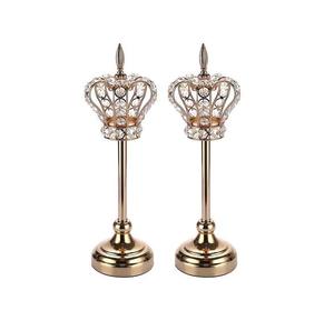 Ensemble de 2 porte-bougies en cristal doré, chandelier en cristal élégant en métal et cristal - Product Image 4