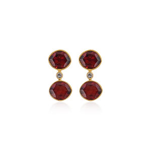 Popular Design Gold Plated <b>Earrings</b> 925 <b>Sterling</b> <b>Silver</b> Mozambique Garnet Gemstone Stud Bezel <b>Set</b> Handmade <b>Earrings</b> Gift For Her - Product Image 1