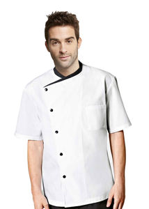 เสื้อโค้ทเชฟมืออาชีพสำหรับทุกเพศแขนสั้นคอสีตัดกันสำหรับทำอาหารบริการอาหารร้านอาหารบาร์บาร์ร้านอาหาร - Product Image 5