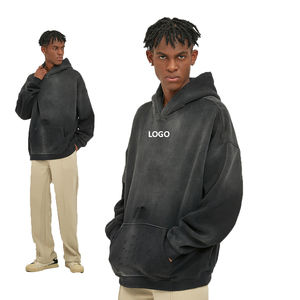 custom zipper <b>hoodie</b> cotton french terry sweatshirts blank full <b>zip</b> <b>up</b> <b>vintage</b> acid wash sun faded hoodies men - Product Image 4