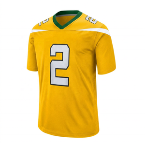 Maillot de football américain unisexe vert à col en V, manches courtes, numéro 2, en polyester anti-humidité, coupe classique, été - Product Image 2