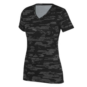T-shirts pour femmes en tissu durable, imprimé camouflage, avec doublure intérieure de couleur unie, commande en gros, t-shirt de sport pour femmes - Product Image 2